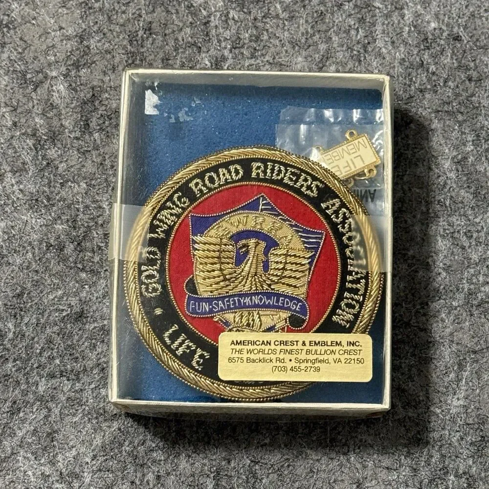 Lot of 2 Vintage GWRRA Gold Wing Road Riders Life Member Bullion Patch Pin Set